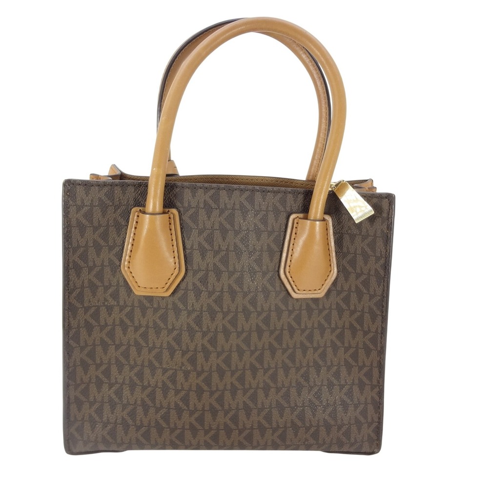 Michael Kors Mercer Messenger Crossbody Bag Brown Signature Logo Lock Charm
